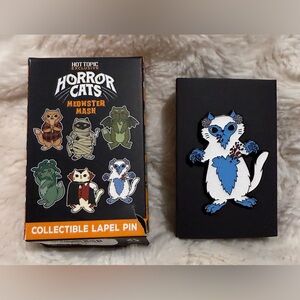 Hot Topic Horror Cats Meowster Mash Lapel Pin Set